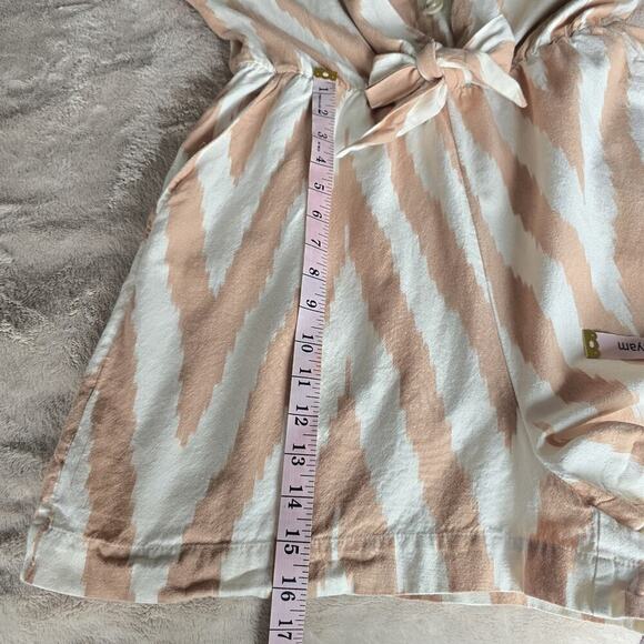 Lou & Grey Loft Chevron Romper V-neck Cotton Short Sleeve Pockets Women Size M - Picture 10 of 16